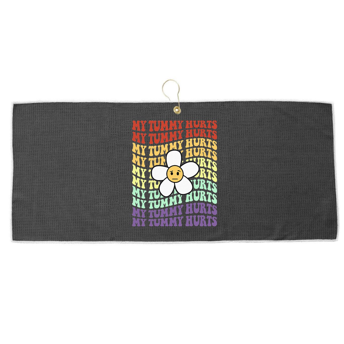 My Tummy Hurts Tummy Ache Survivor Retro Sunflower Women Large Microfiber Waffle Golf Towel