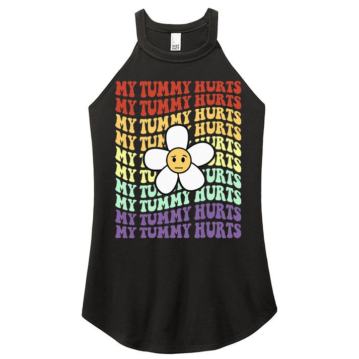 My Tummy Hurts Tummy Ache Survivor Retro Sunflower Women Women's Perfect Tri Rocker Tank