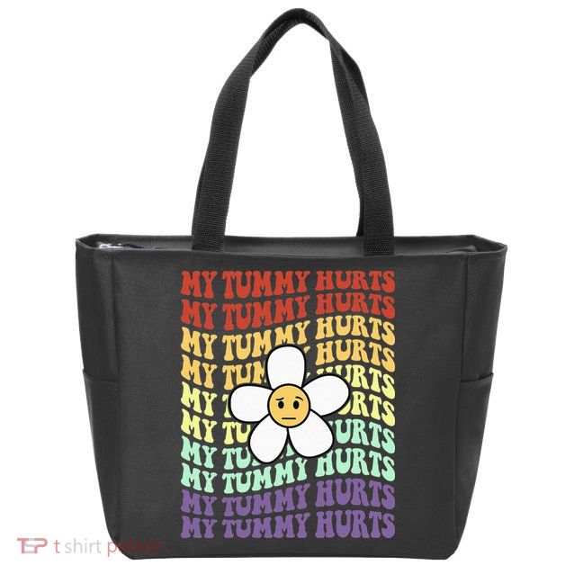 My Tummy Hurts Tummy Ache Survivor Retro Sunflower Women Zip Tote Bag