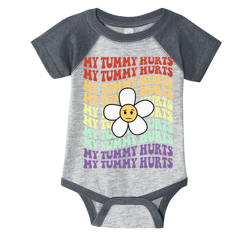 My Tummy Hurts Tummy Ache Survivor Retro Sunflower Women Infant Baby Jersey Bodysuit