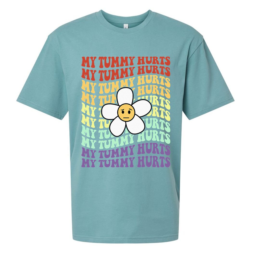 My Tummy Hurts Tummy Ache Survivor Retro Sunflower Women Sueded Cloud Jersey T-Shirt