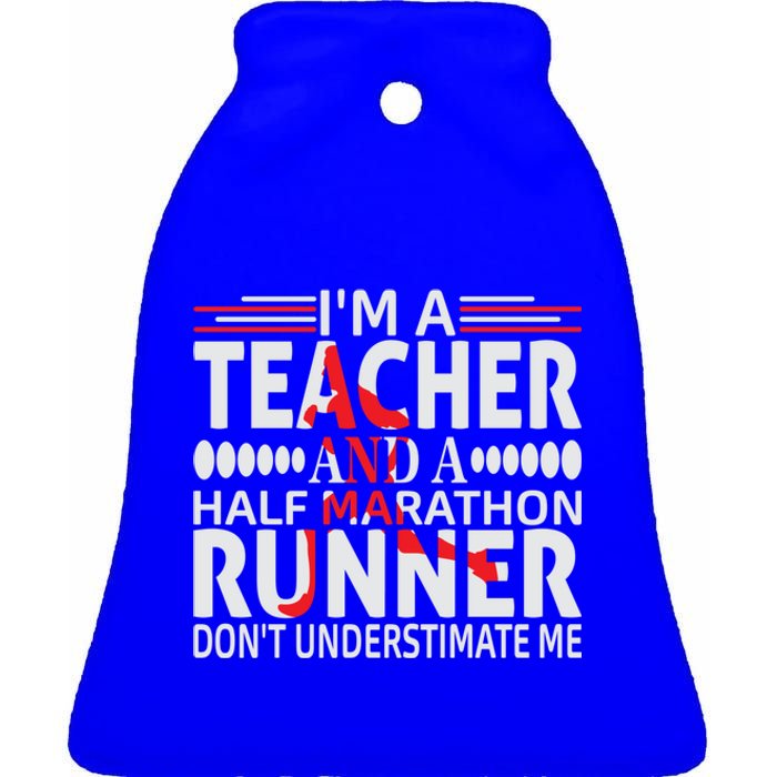 Marathoner Tee Half Marathon First Half Marathon Gift Ceramic Bell Ornament