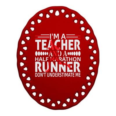 Marathoner Tee Half Marathon First Half Marathon Gift Ceramic Oval Ornament