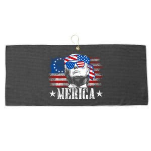 Merica Trump Happy 4th Of July Trump American Flag Large Microfiber Waffle Golf Towel