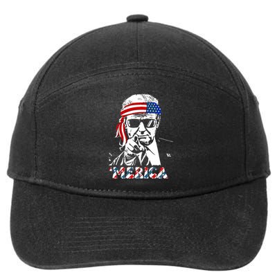 Merica Trump Happy 4th Of July Trump American Flag 7-Panel Snapback Hat