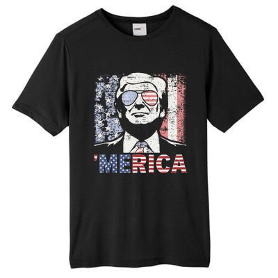 Merica Trump Happy 4th Of July Trump American Flag Tall Fusion ChromaSoft Performance T-Shirt