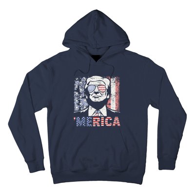 Merica Trump Happy 4th Of July Trump American Flag Hoodie