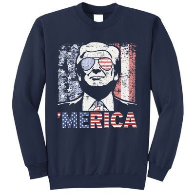 Merica Trump Happy 4th Of July Trump American Flag Sweatshirt