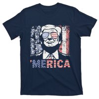 Merica Trump Happy 4th Of July Trump American Flag T-Shirt