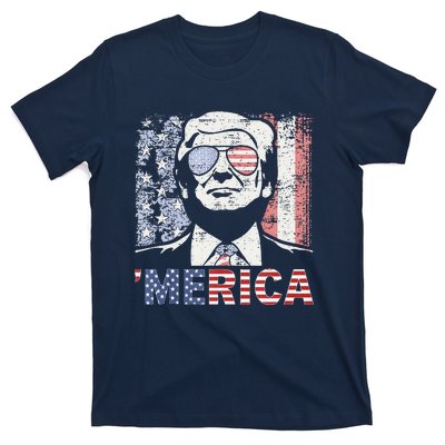 Merica Trump Happy 4th Of July Trump American Flag T-Shirt