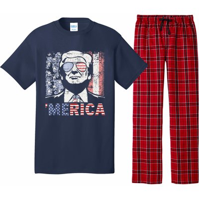 Merica Trump Happy 4th Of July Trump American Flag Pajama Set