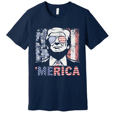 Merica Trump Happy 4th Of July Trump American Flag Premium T-Shirt