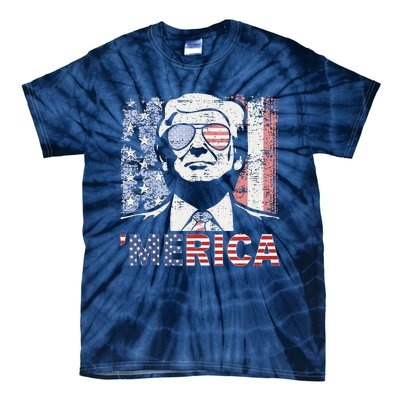 Merica Trump Happy 4th Of July Trump American Flag Tie-Dye T-Shirt