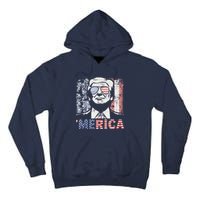 Merica Trump Happy 4th Of July Trump American Flag Tall Hoodie