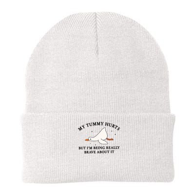 My Tummy Hurts But I'm Being Really Brave About It Silly Goose Knit Cap Winter Beanie