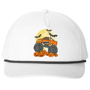 Monster Truck Halloween Jack O Lantern Moon Pumpkin Snapback Five-Panel Rope Hat