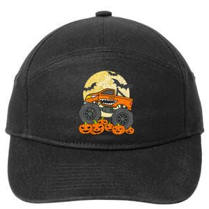 Monster Truck Halloween Jack O Lantern Moon Pumpkin 7-Panel Snapback Hat