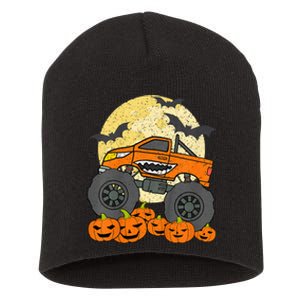 Monster Truck Halloween Jack O Lantern Moon Pumpkin Short Acrylic Beanie