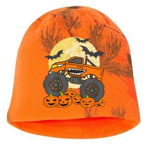 Monster Truck Halloween Jack O Lantern Moon Pumpkin Kati - Camo Knit Beanie