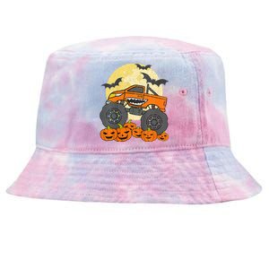 Monster Truck Halloween Jack O Lantern Moon Pumpkin Tie-Dyed Bucket Hat