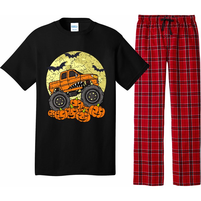 Monster Truck Halloween Jack O Lantern Moon Pumpkin Pajama Set