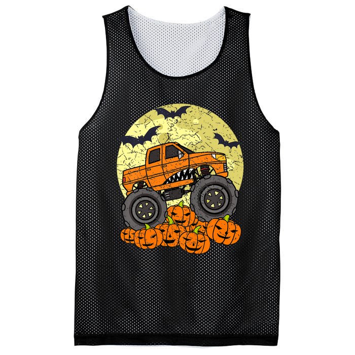 Monster Truck Halloween Jack O Lantern Moon Pumpkin Mesh Reversible Basketball Jersey Tank