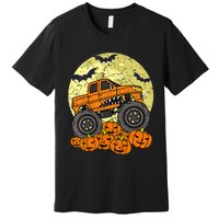 Monster Truck Halloween Jack O Lantern Moon Pumpkin Premium T-Shirt