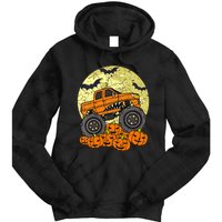 Monster Truck Halloween Jack O Lantern Moon Pumpkin Tie Dye Hoodie