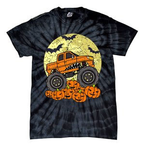 Monster Truck Halloween Jack O Lantern Moon Pumpkin Tie-Dye T-Shirt