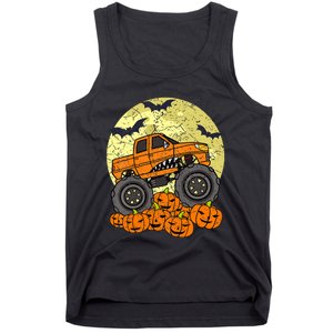 Monster Truck Halloween Jack O Lantern Moon Pumpkin Tank Top