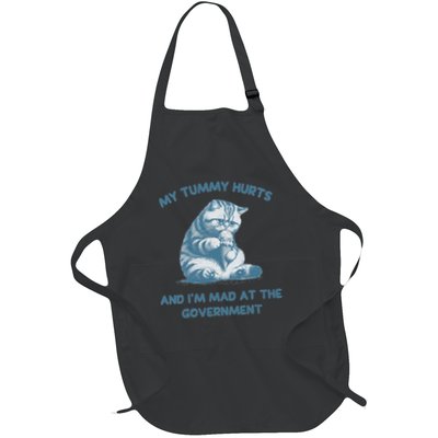 My Tummy Hurts I'm Mad At Government Funny Cat Full-Length Apron With Pockets