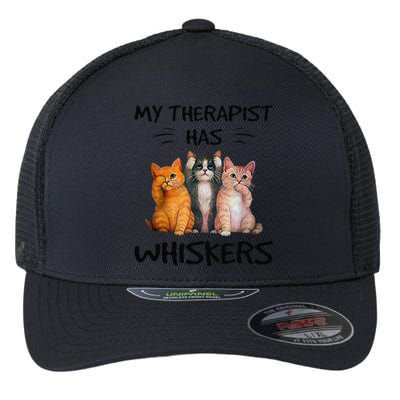 My Therapist Has Whiskers Funny Cat Lovers Flexfit Unipanel Trucker Cap