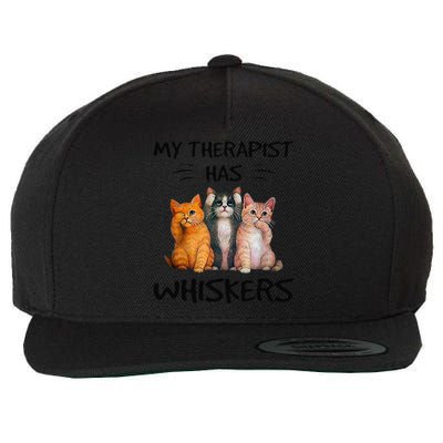 My Therapist Has Whiskers Funny Cat Lovers Wool Snapback Cap