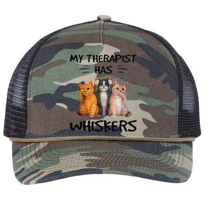 My Therapist Has Whiskers Funny Cat Lovers Retro Rope Trucker Hat Cap