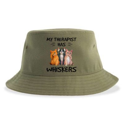 My Therapist Has Whiskers Funny Cat Lovers Sustainable Bucket Hat