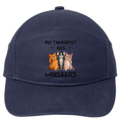 My Therapist Has Whiskers Funny Cat Lovers 7-Panel Snapback Hat