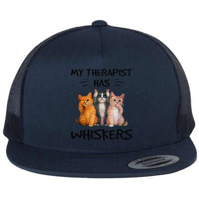 My Therapist Has Whiskers Funny Cat Lovers Flat Bill Trucker Hat