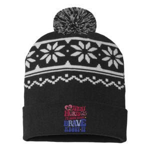 My Tummy Hurts Tummy Ache Survivor USA-Made Snowflake Beanie