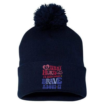 My Tummy Hurts Tummy Ache Survivor Pom Pom 12in Knit Beanie