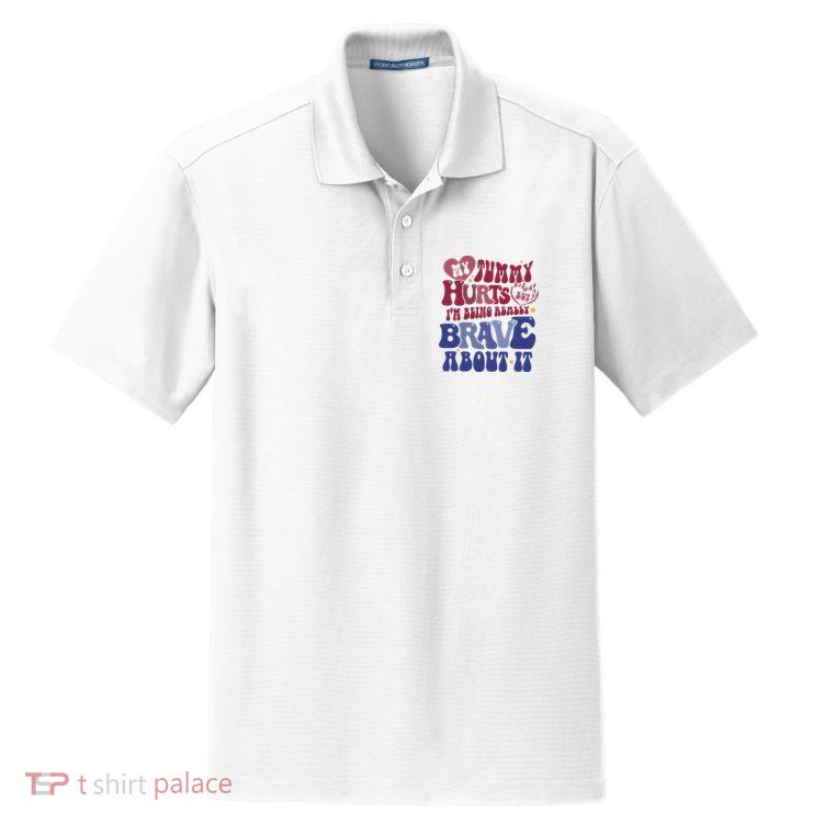 My Tummy Hurts Tummy Ache Survivor Dry Zone Grid Polo