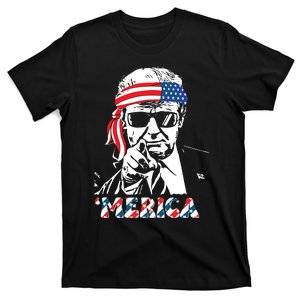 Merica Trump Happy 4th Of July Trump American Flag T-Shirt