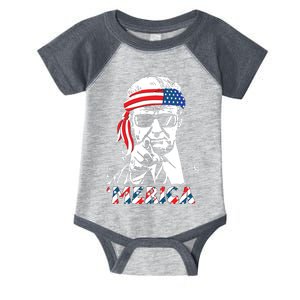 Merica Trump Happy 4th Of July Trump American Flag Infant Baby Jersey Bodysuit