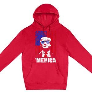 Merica Trump Happy 4th Of July Trump American Flag Gifts Premium Pullover Hoodie