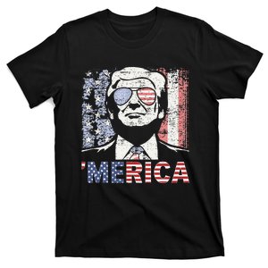 Merica Trump Happy Trump American Flag T-Shirt