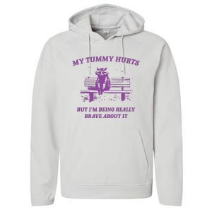 My Tummy Hurts Raccoon Performance Fleece Hoodie