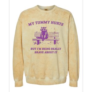 My Tummy Hurts Raccoon Colorblast Crewneck Sweatshirt