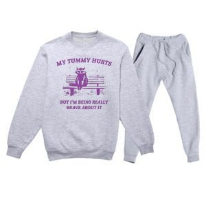 My Tummy Hurts Raccoon Premium Crewneck Sweatsuit Set