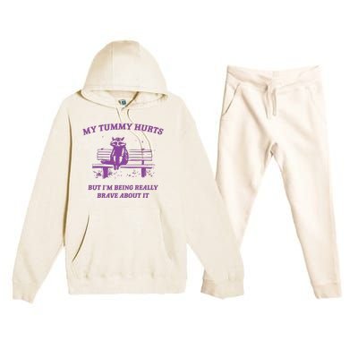 My Tummy Hurts Raccoon Premium Hooded Sweatsuit Set