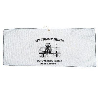 My Tummy Hurts But IM Being Brave About It Large Microfiber Waffle Golf Towel