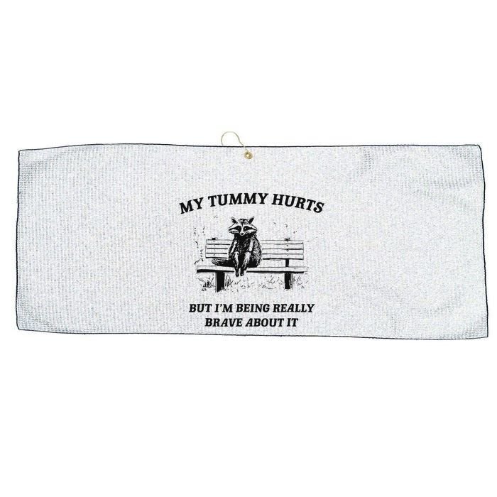 My Tummy Hurts But IM Being Brave About It Large Microfiber Waffle Golf Towel